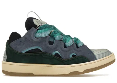 Pre-owned Lanvin Men's  Curb Sneaker Sneakers In Grey/dark Green/light Blue In Multi