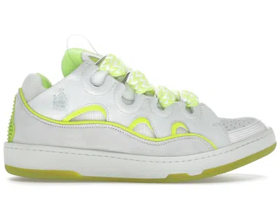 Pre-owned Lanvin Men's  Curb Sneaker Sneakers In White/fluo Yellow