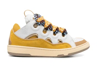 Pre-owned Lanvin Men's  Curb Sneaker Sneakers In White/yellow In Multi