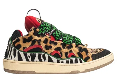 Pre-owned Lanvin Men's  Curb Sneakers In Leopard In Brown