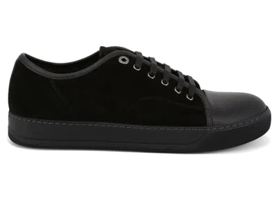 Pre-owned Lanvin Men's  Dbb1 Suede Sneakers In Black