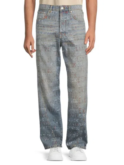 Lanvin Men's  Lab X Future Logo Twisted Five-pocket Jeans In Blue
