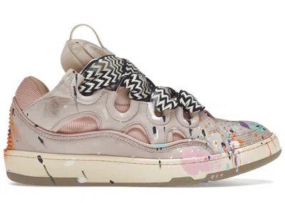 Pre-owned Lanvin Men's  Leather Curb Gallery Dept. Sneakers In Pale Pink