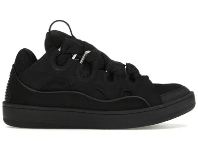 Pre-owned Lanvin Men's  Leather Curb Triple Sneakers In Black