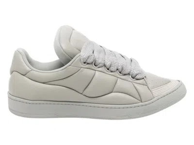 Pre-owned Lanvin Men's  Leather Curb Xl Sneakers In Grey
