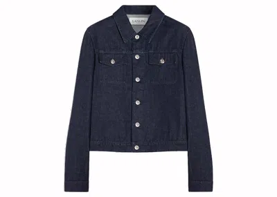 Pre-owned Lanvin Men's  Scifi Print Denim Jacket In Navy Blue