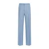 Lanvin Blue Fog Virgin Wool Leg Trousers In Blue