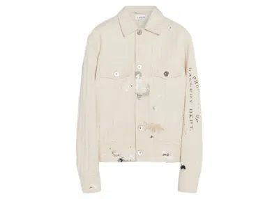 Pre-owned Lanvin Men's  X Gallery Dept. Denim Jacket With Paint Marks In White