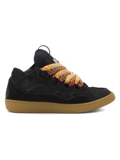 Lanvin Men's Leather Curb Sneakers In Black