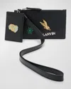 LANVIN MEN'S LEATHER DOUBLE POUCH WITH STUDS