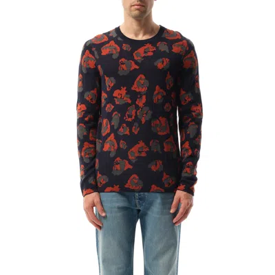 Lanvin Men's Leopard Jacq Sweatshirter In Navy/org