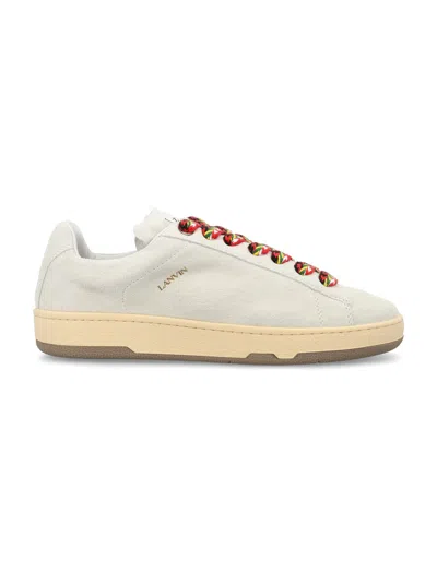 Lanvin Men's Low-top Multicolour Lace-up Suede Sneakers By A High-end Designer In White