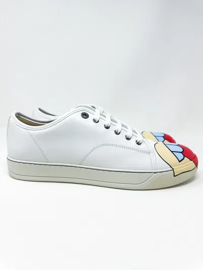 Pre-owned Lanvin Men's Painted Lips Low Top Sneakers 10 Us / 9 Uk In White