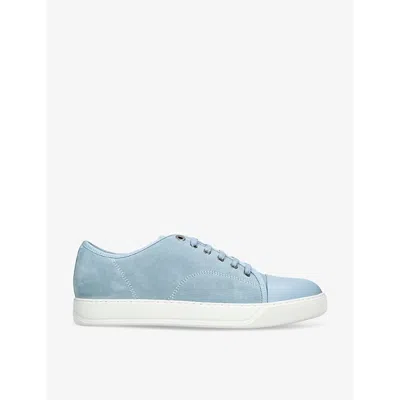 Lanvin Mens Pale Blue Dbb1 Contrast-sole Suede And Leather Low-top Trainers
