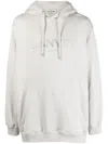 Lanvin Logo Embroidered Cotton Hoodie In Beige
