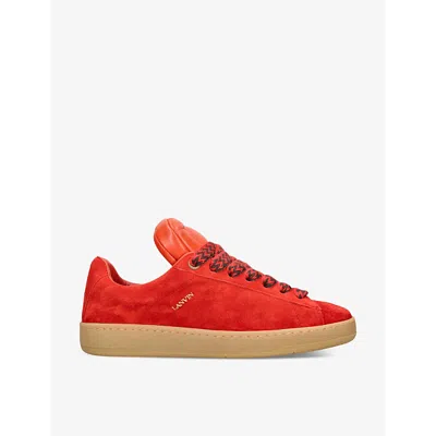 Lanvin Mens Red Comb X Future Hyper Curb Padded-tongue Suede Mid-top Trainers