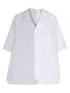Lanvin Mix-stripe Asymmetric Cotton Shirt In Cumin
