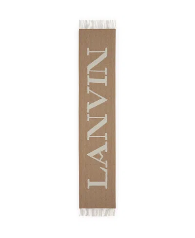LANVIN MEN'S SIGNATURE FRINGED WOOL SCARF