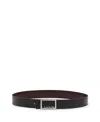 Lanvin Signature Reversible Leather Belt In Brown
