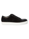 Lanvin Low-top Sneakers With Glossy Patent Toe Cap And Suede Upper In Black