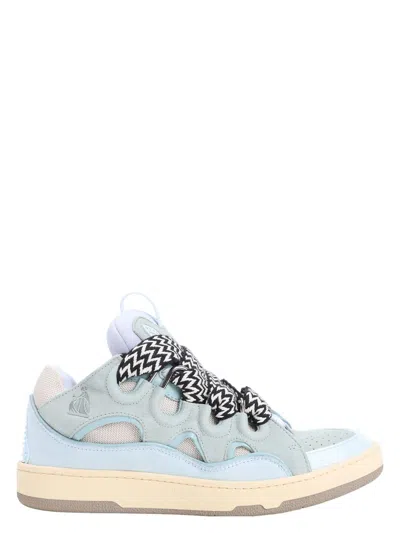 LANVIN MEN'S SUEDE LEATHER CURB SNEAKERS