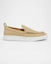 Lanvin Suede Slipper Loafers Dark Beige