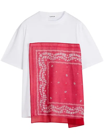 Lanvin Men T-shirt With Bandana Inserts In White