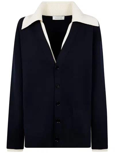 Lanvin Men Two-layer Cardigan In Blue