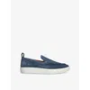 Lanvin Slip-on Suede Sneakers With Contrasting Rubber Sole In Blue
