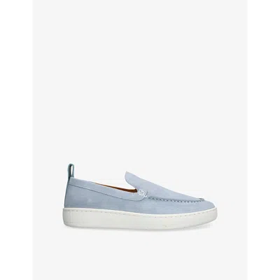 Lanvin Mens Cruiser Suede Moccasins Pale Bl In Blue