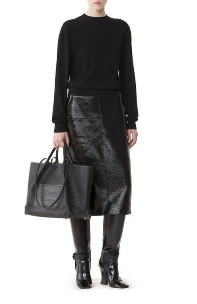 Lanvin Merino Sweater With Grosgrain Detail In Black