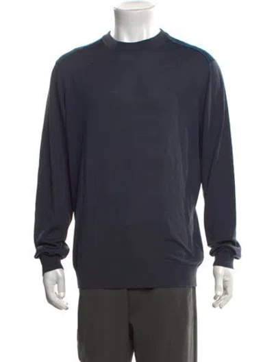 Pre-owned Lanvin Merino Wool Crew Neck Pullover In Blue