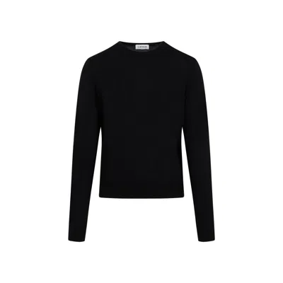Lanvin Plain Rib Knit Sweater In Black