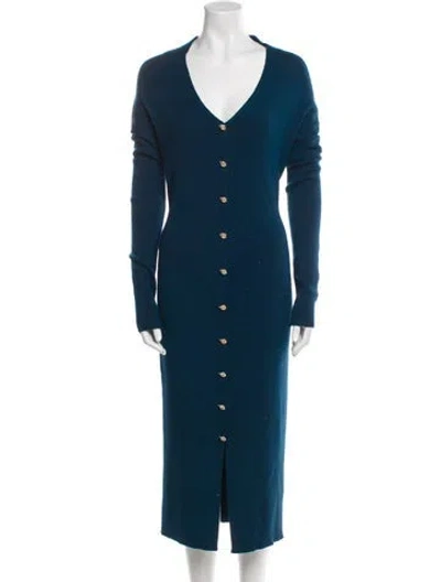 Pre-owned Lanvin Merino Wool Long Dress In Blue