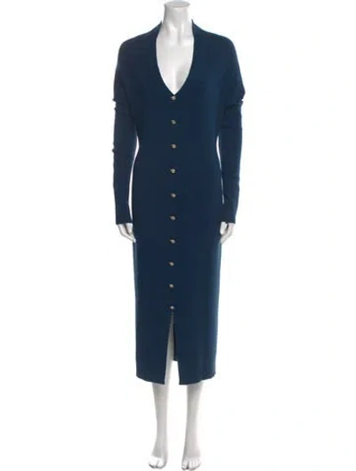 Pre-owned Lanvin Merino Wool Long Dress In Blue