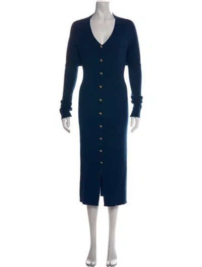 Pre-owned Lanvin Merino Wool Long Dress In Blue