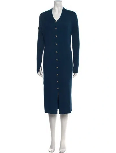 Pre-owned Lanvin Merino Wool Long Dress W/ Tags In Blue