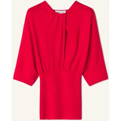 Lanvin Merino Wool Sweater With Bow Detail In Red