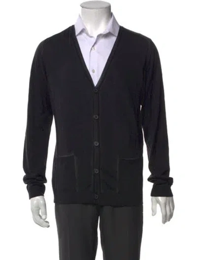 Pre-owned Lanvin Merino Wool V-neck Cardigan In Neutral