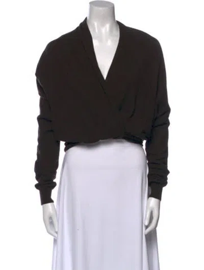 Pre-owned Lanvin Merino Wool V-neck Sweater In Black