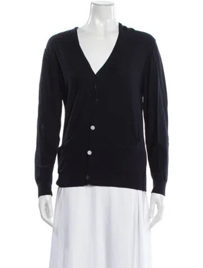 Pre-owned Lanvin Merino Wool V-neck Sweater In Blue