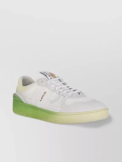 Lanvin Mesh And Leather Low-top Sneakers With Suede