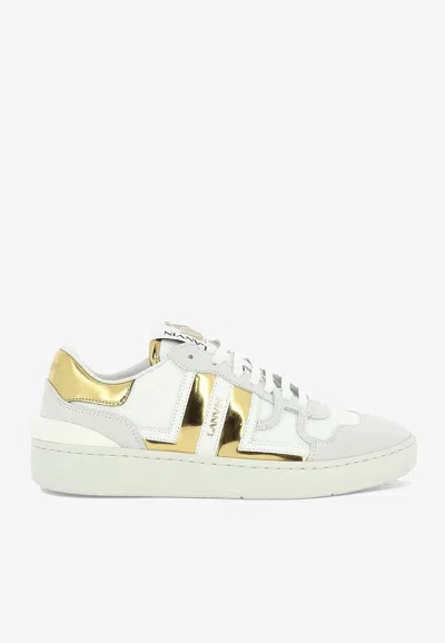 LANVIN MESH CLAY LEATHER SNEAKERS