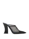 Lanvin Mesh Mule Pumps Pointed Toe Geometric Heel In Black