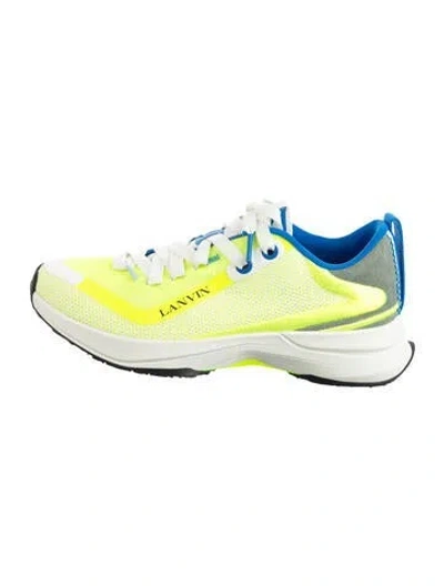 Pre-owned Lanvin Mesh Printed Athletic Sneakers In Blue
