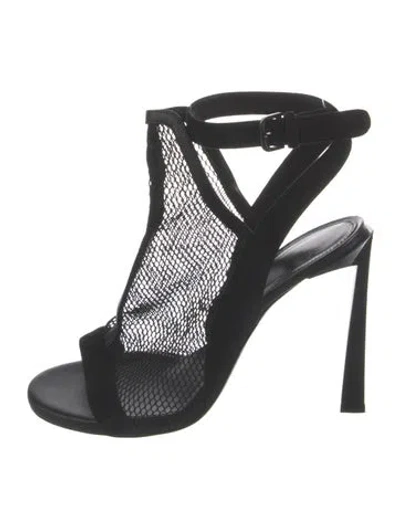 Pre-owned Lanvin Mesh Sandals In Black