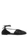 Lanvin Mesure Lace-up Leather Ballerina In Black