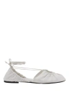 Lanvin Mesure Lace-up Leather Ballerina In White