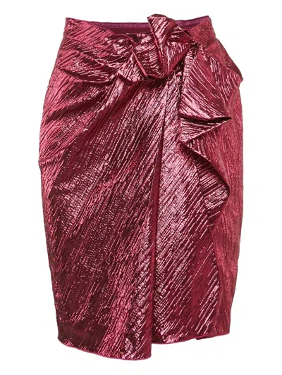 Pre-owned Lanvin Metallic-effect Mini Skirt In Red