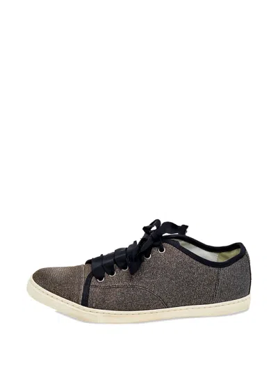 Pre-owned Lanvin Metallic Glitter Low-top Sneakers In Black